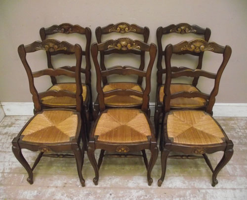 set of 6 old french provencal style chairs